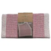 Bee & Willow Woven Red & Ivory with Border Cotton Table Runner, 14" x 90"