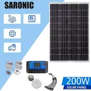 200W Solar Panel Mono Home Caravan Camping Power Battery +30A Charge Controller