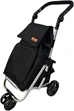 Foldable Shopping Trolley Cart Lightweight Aluminium Grocery Cart Black