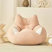 UYSOFRCV Bean Bag Chair Cover Rabbit Fluff Imitation Lazy Sofa Cover (Without Filling) Seats Sofa Cover Lounger Couch Need to be Filled with Foam Particles or Sponge Pieces,Pink