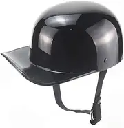 Adult Unisex Black Baseball Cap Motorcycle Hel-Met Vintage Skull Cap Half Hel-Met for Chopper Moped Scooter Motorbike Electric DOT Approved