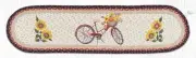 Braided Jute Hand Stenciled Oval Table Runner. Earth Rugs. RED BICYCLE. 13"X48"