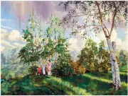 Summer Rainbow Forest K. Somov Accent Tile Mural Kitchen Wall Backsplash Ceramic