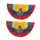 Ecuadorian Pleated Flag Bunting 3 x 6 Ft 2 Pcs Fan Banner Indoor/Outdoor/Porch