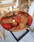 Red Resin Table, Wooden Epoxy Table Top in Red Resin Table for Head Board Decors