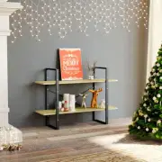 2 Tier Book Cabinet Sonoma Oak Engineered Wood Storage Unit 100x30x70 cm