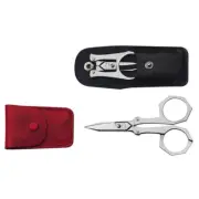 Victorinox Pocket Folding 10cm Stainless Scissors With Leather Pouch