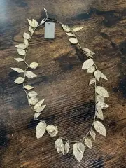 Rare Signed Miriam Haskell Gold Tone Multi Leaves Collar Necklace Collectible