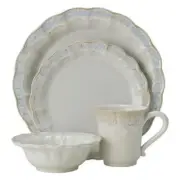Mikasa Mila 4-Piece Place Setting, White Abstract Stoneware Dinner Plate set