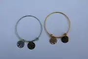 2 Charm Bracelet Bangles I Love you to Moon and Back, Tree of Life Silver & Gold