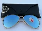 Ray-Ban RB3025 112/4L Aviator Gold Frame Polarized Blue Mirror Sunglasses 58