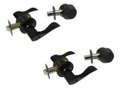 2 Matte Black Finish Entrance Keyed Entry lever Deadbolt Combo Door Handle Lock