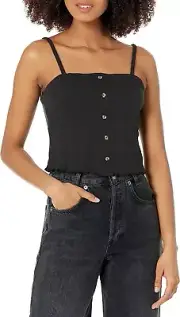 Volcom Women's Lived in Lounge Button Front Strappy Tank Top XL BLACK