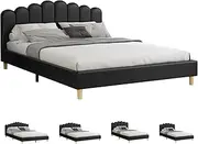 ALFORDSON Bed Frame Base Double Size with Bed Head, PU Leather Mattress Topper Platform Foundation for Bedroom, Tania Black