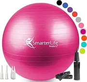 Exercise Ball for Yoga, Balance, Stability from SmarterLife - Fitness, Pilates, Birthing, Therapy, Office Ball Chair, Classroom Flexible Seating - Anti Burst, Non Slip + Workout Guide