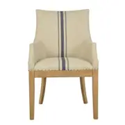 [Florabelle Living] Oakwood Hamptons Linen Armchair Natural/Blue Stripe W/ Studs