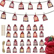 Christmas Advent Calendar Pouches | Christmas Holiday Countdown Bag Set with Number | Creative Christmas Countdown Calendar, 24 Day Countdown Calendar, Festive 2024 Advent Calendars