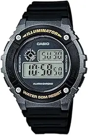 [Casio] Unisex Auto Illum Digital Watch, Black/Yellow, Black Band