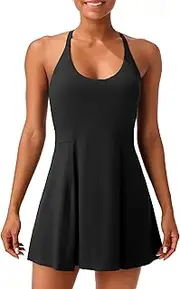 [Persit] Womens Tennis Dress with Adjustable Straps & Built-in Bra & Shorts Workout Athletic Golf Exercise Dress