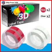 4PK (2Red+2Clear) LabelTape For Dymo S0720020 1540 Dymo 1595GY Label Makers