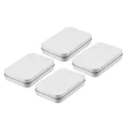 Metal Tin Box Containers, 4Pcs 3.4x2.4x0.7 Inch Portable Storage Boxes, Silver