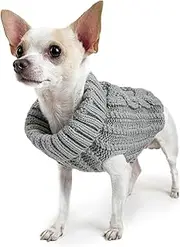 Huskimo Dog Jumper Cali Knit Fog Grey 27cm – Cable Knit Dog Sweater, Sleeveless Fit, Stretch Belly, Machine Washable