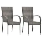 vidaXL Stackable Outdoor Chairs 2 pcs Grey Poly Rattan HEE