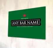 Personalised Bar sign - Welcome Red star beer label green sign A4 metal plaque