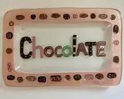 NEW "Chocolate" Tray - Lori Siebert For Silvestri Hand Blown & Painted Glass