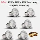 6pcs UVA UVB Sun Heat Lamp Bulb Full Spectrum Sun Reptile Lamp 25W50W75W