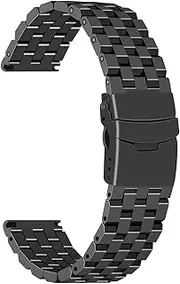 [Juntan] 18mm 20mm 22mm 24mm 26mm Brushed Stainless Steel Replacement Watch Band Metal Watch Strap Bracelet Deployment Double FlipLock Buckle Silver Black