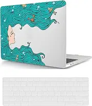 Compatible with MacBook Pro 14 inch Case with Touch ID 2021/2023 Release Model M1 A2442/A2779 M2 Pro/Max Chip, Plastic Protective Matt Durable Hard Shell Case Cover & Keyboard Cover, Blue Haired Girl