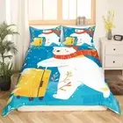 Polar Bear Duvet Cover Bedding Set for Kids Boys Girls White Bear Comforter