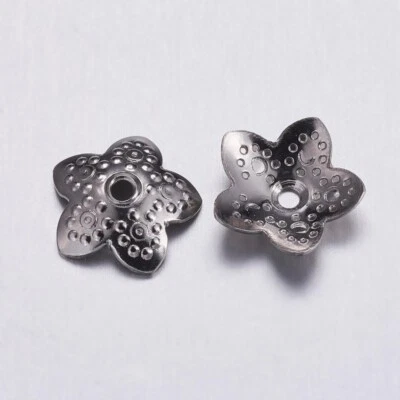50pcs 10mm 304 Stainless Steel Bead Caps Flower 5 Petal
