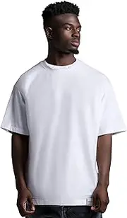 [Reichstadt] Modern Oversized T-Shirt for Men - Stylish Basic with Crew Neck and Short Sleeves | Comfortable Comfort High-Quality Workmanship | Fashionable Cut & Patch Design, White, XXL