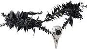 MOSTORY Handmade Black Flower Crown - Gothic Adjustable Raven Skull Tiara Witch Headband Dark Fairy Headpiece with Rhinestone for Wizard Halloween Cosplay Carnival Wedding Cosplay Mardi Gras