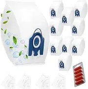 [UTIZ] 10 Pack 3D Airclean GN Vacuum Cleaner Bags 4 Set Air Filter - for Miele Classic C1, Complete C1, Complete C2, Complete C3, S227, S240, S270, S400, S2, S5, S8 Series Canister 5 Red Fresheners