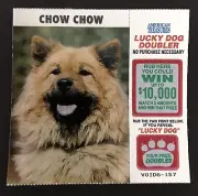 Chow Chow Dog Instant SV Lottery Ticket, circa 1995 , no cash value