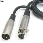50FT XLR 3 Pin Male to Female Mic Microphone Audio Extension Cable Cord 28AWG