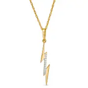 Natural Diamond Accent Laser-Cut Lightning Bolt Pendant in 10K Yellow Gold