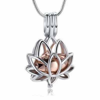 Cremation Jewelry for Ashes Pendant - Lotus Urn Necklace with Mini Keepsake U...
