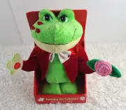 Jumping For Valentine animated frog 12 inch plush plays "Hot, Hot, Hot" spin NIB