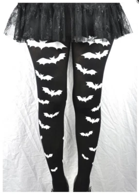 Women's Halloween Nylon Costume Tights Witch Bat Vampire Dracula Scary Adult