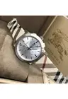BURBERRY MENS WATCH MULTICOLOUR LEATHER AND FABRIC STRAP WITH SILVER DIAL BU9357