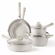 8-Piece Nonstick Pots and Pans Set | Induction Cookware | Beige Granite