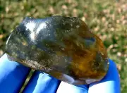 Libyan Desert Glass Meteorite Tektite impact specimen( 375 ct)Very Dark Gem A+