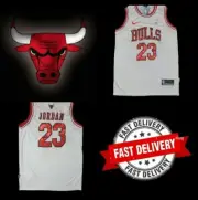 CHICAGO BULLS WHITE AND MULTI-COLOURED MICHAEL JORDAN 23 JERSEY SIZE SMALL