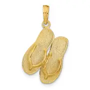 14k Yellow Gold AVALON Reversible Flip Flops Pendant