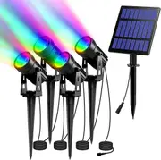 Outdoor Solar Spotlights, 5W 4 Pack IP65 Waterproof, Color Changing Security, Wall Lights Garden Yard Driveway Pool Area