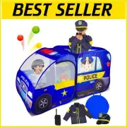 Kids Interactive Police Car Tent with Costume & Sound Button – Easy Pop Up Fun